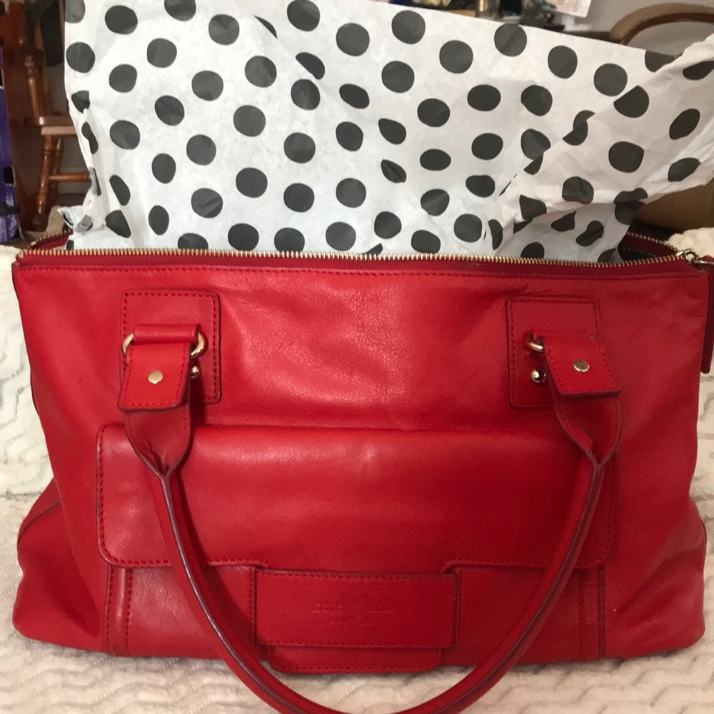 Kate Spade ♠️ flashy BRIGHT cherry red leather satchel!